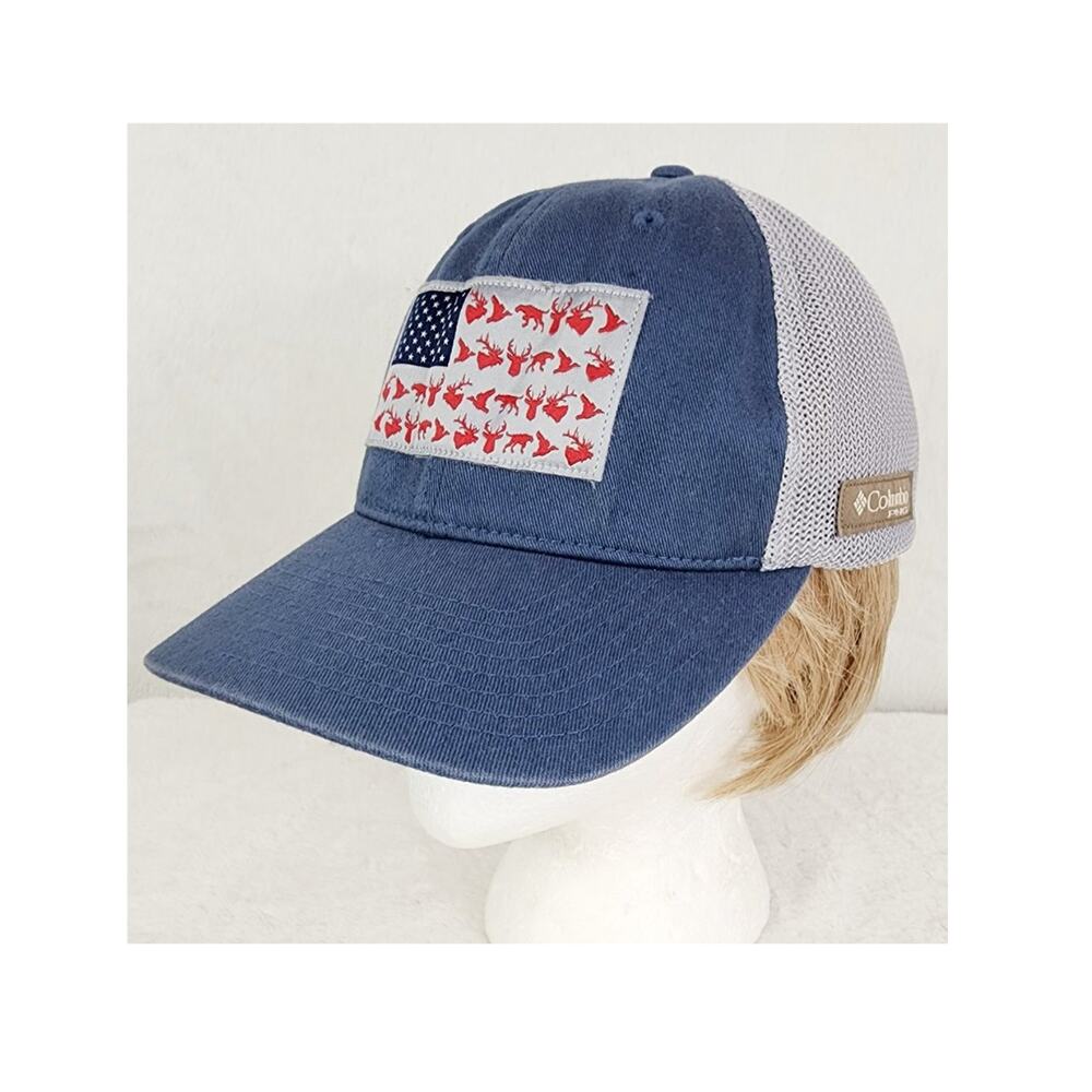 Columbia PHG Game USA Flag Fitted Trucker Hat Whitetail Deer Elk Duck L/XL EUC